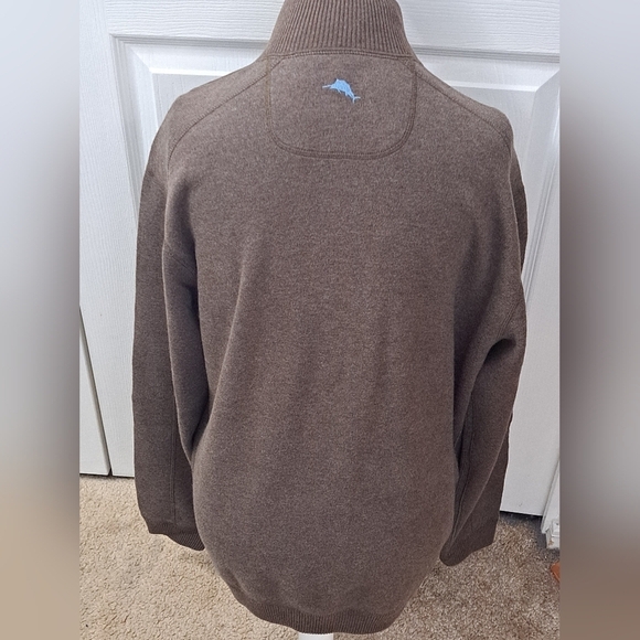 Tommy Bahama Light Brown  1/4 Zip Pullover With Contrasting Color - Picture 3 of 9